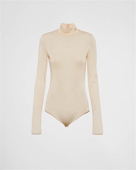 Desert Beige Gazar Jersey Bodysuit 